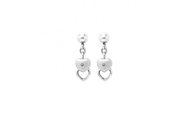 Sterling Silver Diamond Stacked Hearts earrings