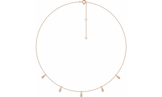 14K Rose 1/10 CTW Diamond 5-Station 16-18 Necklace