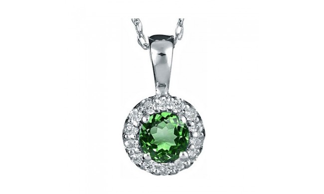 Gems One 14Kt White Gold Diamond (1/12Ctw) & Emerald (1/4 Ctw) Pendant