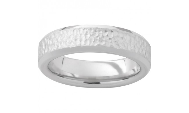 Serinium Beveled Edge Band with Hammered Hand Finish