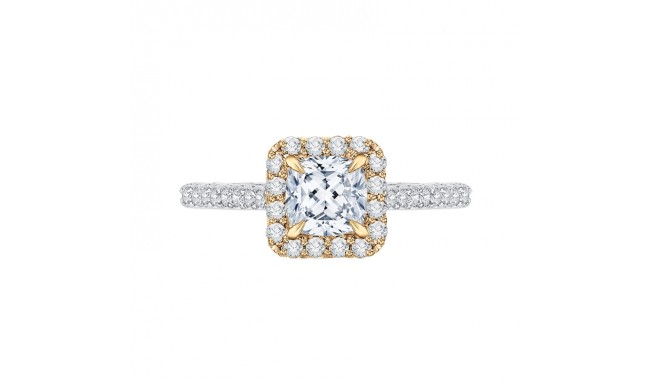 Shah Luxury 14K Two-Tone Gold Cushion Diamond Halo Engagement Ring (Semi-Mount)