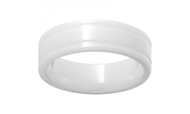 White Diamond CeramicFlat Ring with Rounded Edges