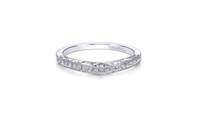 Gabriel & Co. 14k White Gold Victorian Curved Wedding Band