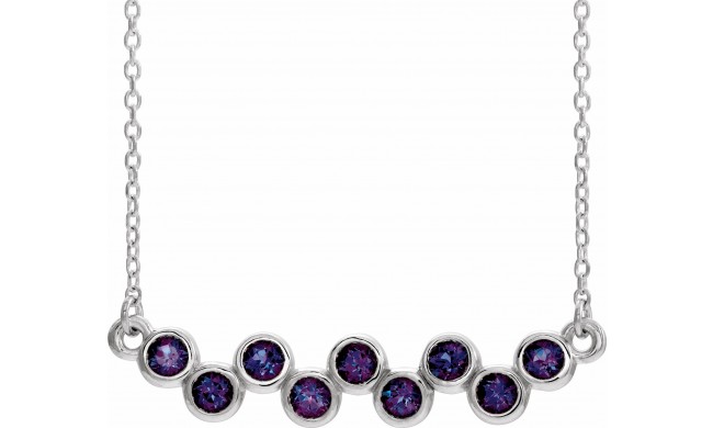 14K White Alexandrite Bezel-Set Bar 16-18 Necklace