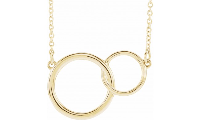 14K Yellow 20x14 mm Interlocking Circle 16-18 Necklace