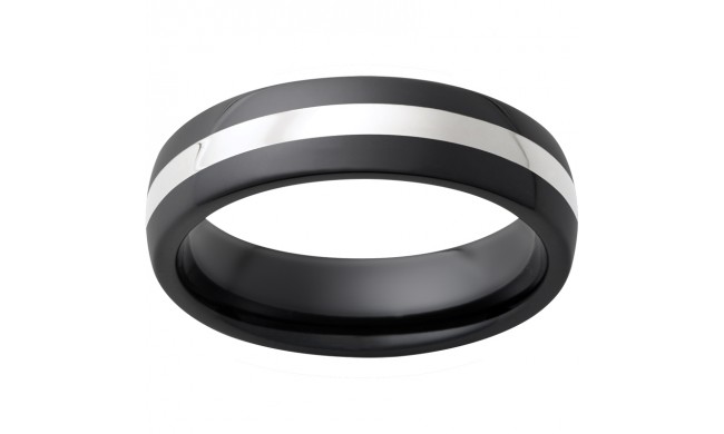 Black Diamond Ceramic Domed Band with a 2mm Sterling Silver Inlay