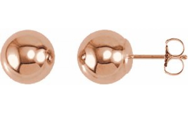 14K Rose 8 mm Ball Earrings