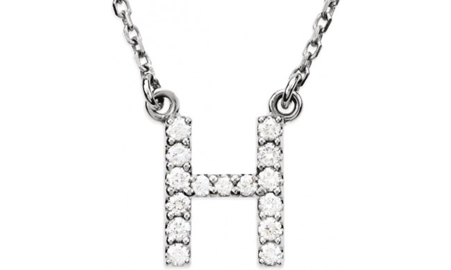 14K White Initial H 1/8 CTW Diamond 16 Necklace