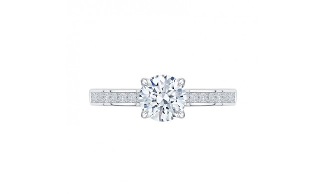 Shah Luxury 14K White Gold Cut Round Diamond Cathedral Style Engagement Ring (Semi-Mount)