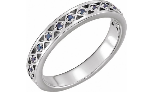 14K White Blue Sapphire Stackable Ring