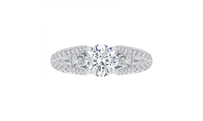 Shah Luxury 14K White Gold Round Cut Diamond Engagement Ring with Split Shank (Semi-Mount)