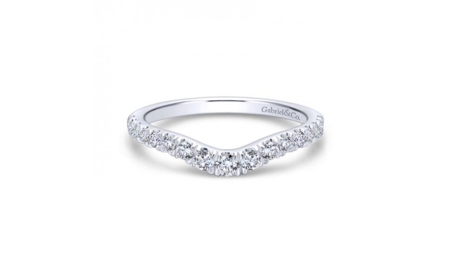 Gabriel & Co. 14k White Gold Contemporary Curved Wedding Band