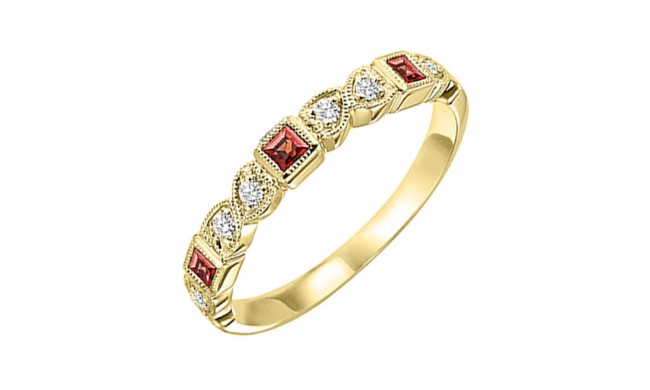 Gems One 10Kt Yellow Gold Diamond (1/10Ctw) & Garnet (1/6 Ctw) Ring