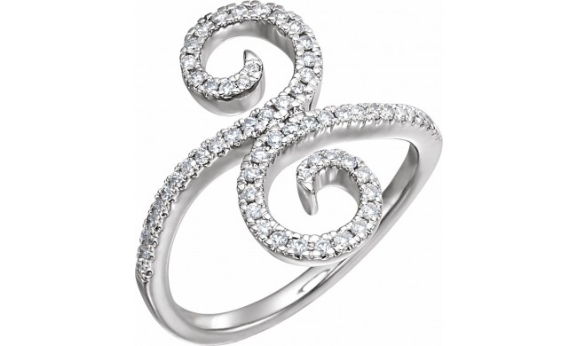14K White 1/3 CTW Diamond Swirl Ring