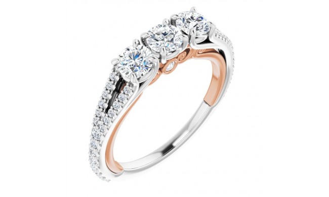 14K White & Rose 1 CTW Diamond Anniversary Band