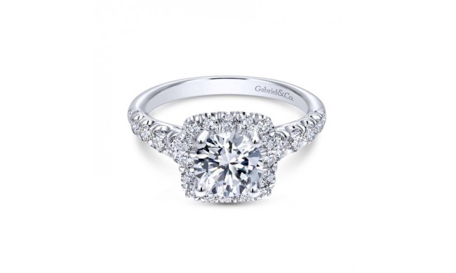 Gabriel & Co. 14k White Gold Contemporary Halo Engagement Ring