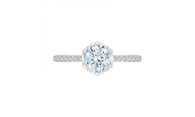 Shah Luxury 14K White Gold Round Diamond Cathedral Style Engagement Ring (Semi-Mount)