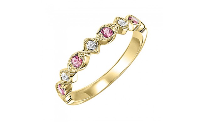 Gems One 10Kt Yellow Gold Diamond (1/20Ctw) & Pink Tourmaline (1/6 Ctw) Ring