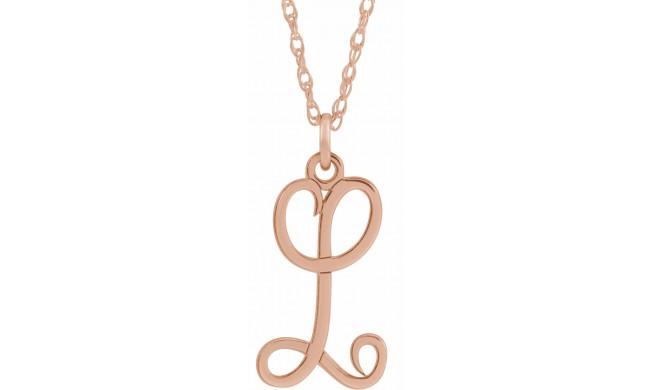 14K Rose Script Initial L 16-18 Necklace