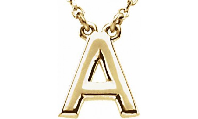 14K Yellow Block Initial A 16 Necklace