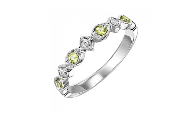 Gems One 10Kt White Gold Diamond (1/20Ctw) & Peridot (1/6 Ctw) Ring