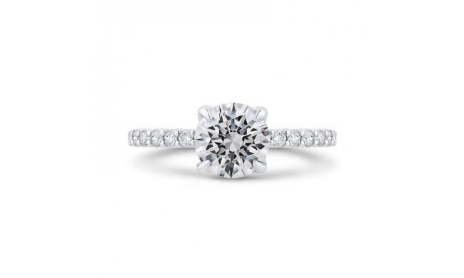 Shah Luxury Round Diamond Engagement Ring In 14K White Gold (Semi-Mount)