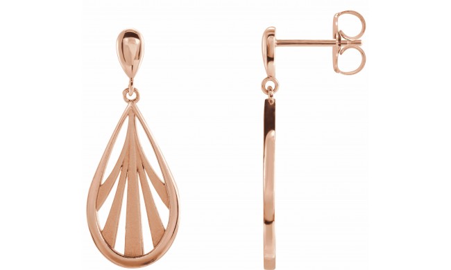 14K Rose Geometric Dangle Earrings