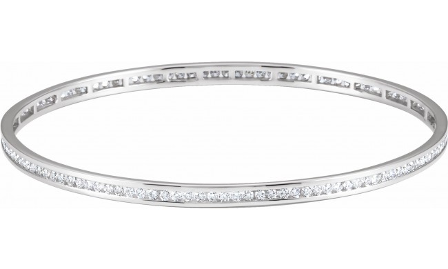 14K White  1 1/2 CTW Diamond Stackable Bangle 8 Bracelet