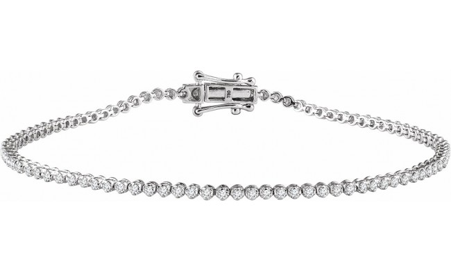 14K White 9/10 CTW Diamond 7 Line Bracelet