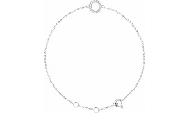 14K White .06 CTW Diamond Initial O 6-7 Bracelet