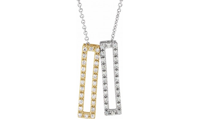 14K White & Yellow 1/3 CTW Diamond Rectangle 16-18 Inch Necklace