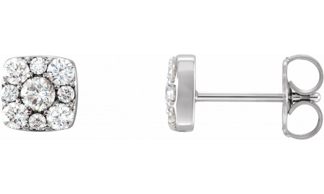 Platinum 1/2 CTW Diamond Cluster Earrings