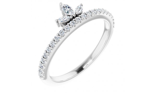 14K White 1/3 CTW Diamond Stackable Crown Ring