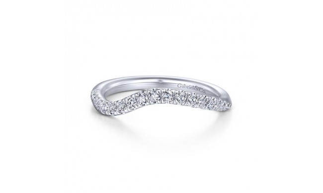 Gabriel & Co. 14k White Gold Contemporary Curved Wedding Band