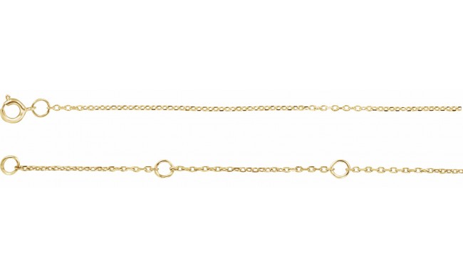 14K Yellow 1 mm Adjustable Diamond-Cut Cable Chain 6 1/2-7 1/2 Bracelet