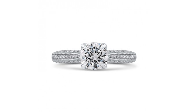Shah Luxury 14K White Gold Round Diamond Floral Engagement Ring (Semi-Mount)