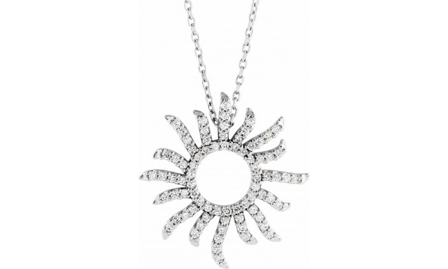 14K White 3/8 CTW Diamond Beaming Sun 16 Necklace