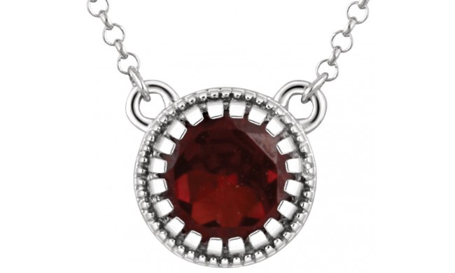 14K White Garnet January 18 Birthstone Necklace