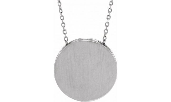 14K White 17 mm Scroll Disc 16-18 Necklace