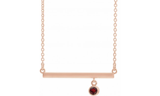 14K Rose Mozambique Garnet Bezel-Set 18 Bar Necklace