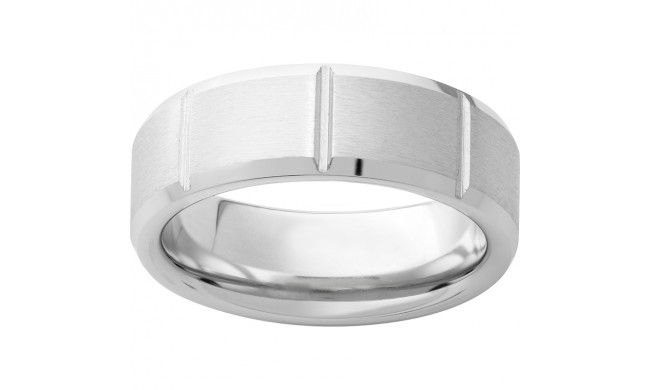 Serinium Beveled Edge Band with Milled Vertical Grooves and Satin Finish