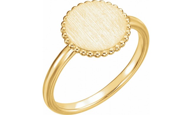 14K Yellow Engravable Beaded Ring