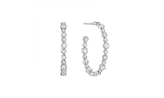 Henri Daussi 18k White Gold Diamond Hoop Earrings