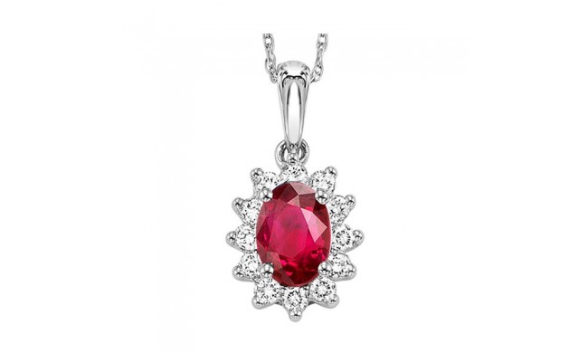 Gems One 14Kt White Gold Diamond (1/5Ctw) & Ruby (3/8 Ctw) Pendant