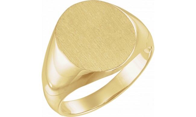 18K Yellow 14x12 mm Oval Signet Ring