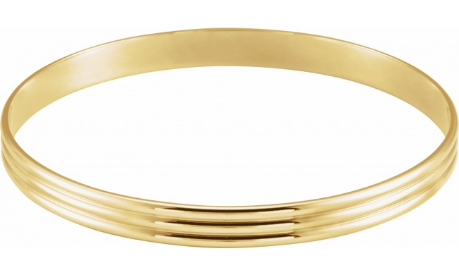 14K Yellow 6 mm Grooved Bangle Bracelet