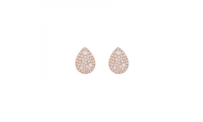 Henri Daussi 18k Rose Gold Diamond Stud Earrings