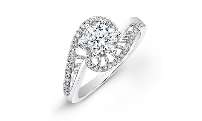 18k White Gold Swirl Pave Diamond Engagement Ring