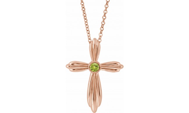 14K Rose Peridot Cross 16-18 Necklace