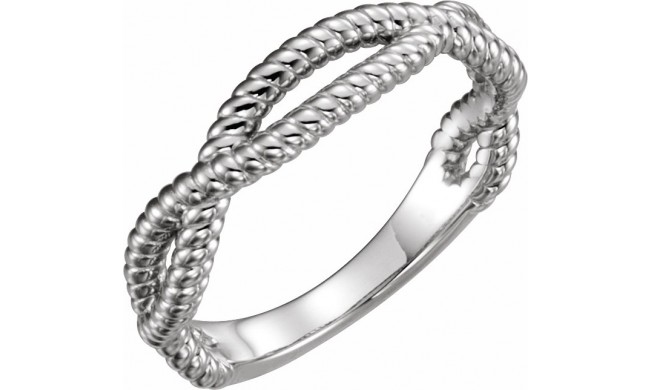 14K White Rope Ring